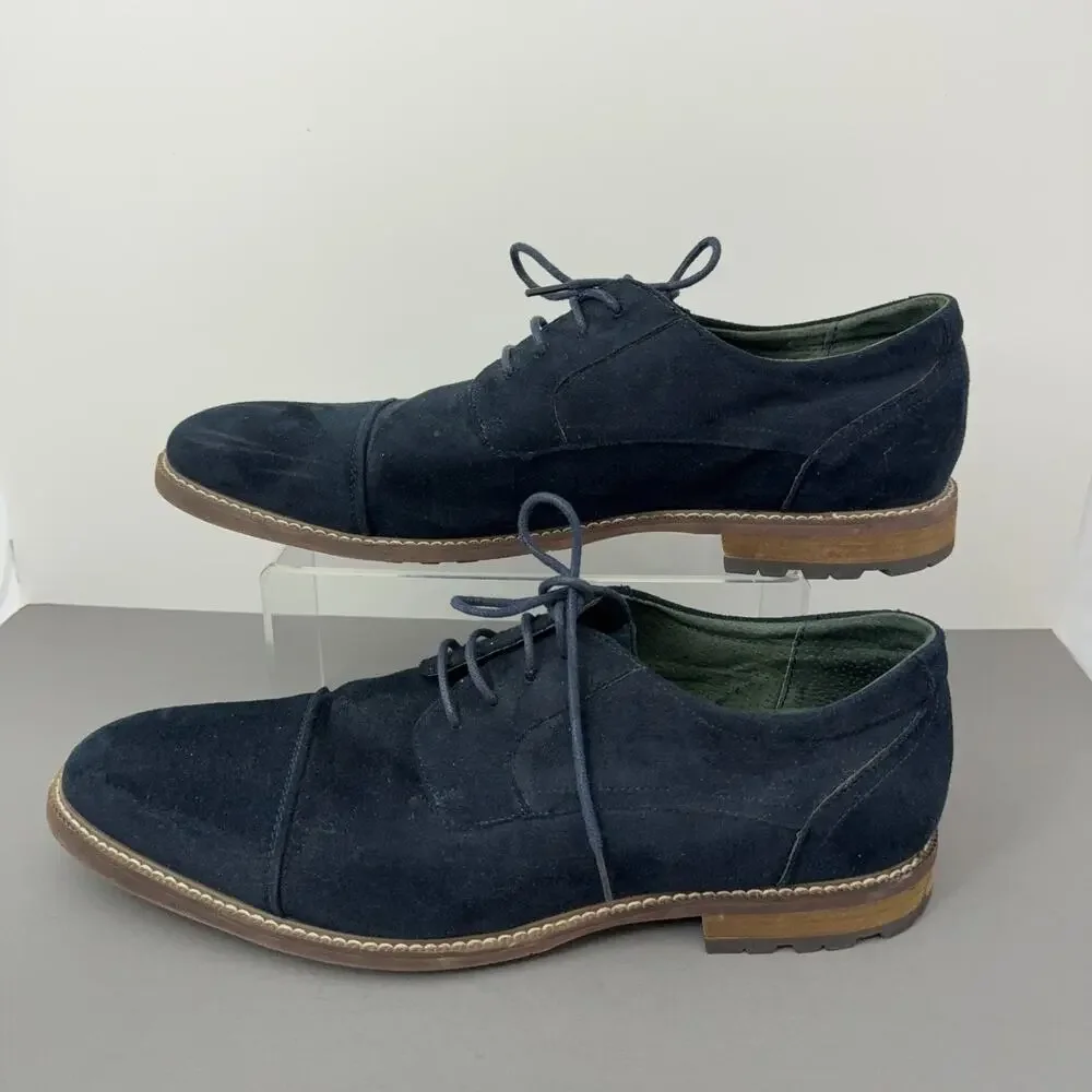 Todd Welsh Cap Toe Derby Shoes Mens 12 M Faux Suede Navy Blue B991367
